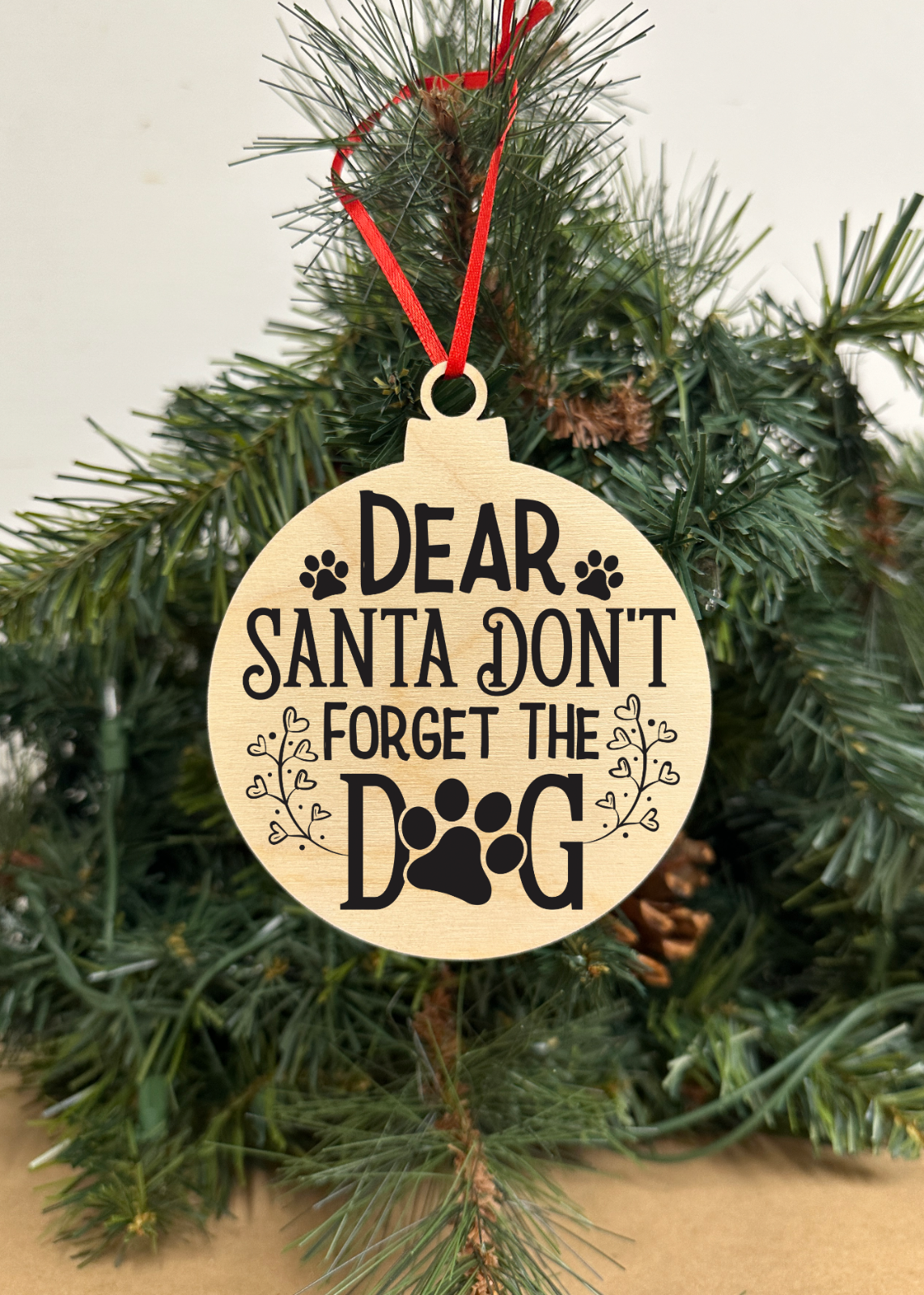 Dear Santa Engraved Wooden Christmas ornament, Snowball Holiday gift - $9.49