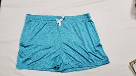 L- Real Essentials AQUA BLUE Dry Fit Moisture Wicking Shorts w/2 Zip Poc... - £10.84 GBP