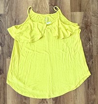 Maurices Tank Top Womens Medium Bright Yellow Chifon Sleeveless Lightwei... - $21.78