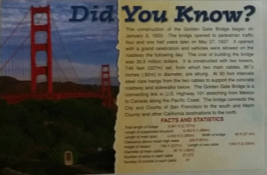 San Francisco&#39;s Golden Gate Bridge Facts Statistics Did You Know Postcard, New - £1.53 GBP