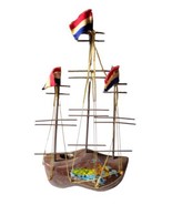 Vintage Dutch Wooden Shoe Ship Hand Crafted Holland Souvenir Clog Sailboat - $12.00