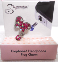 Superstar Accessry Earphone/Headphone Plug Charm Rhinestone Butterfly 3.... - £7.96 GBP