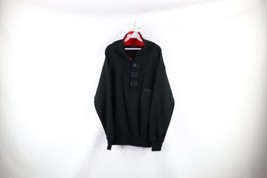 Vintage 90s Streetwear Mens Medium Blank Knit Shawl Collar Henley Sweater Black - £33.26 GBP