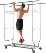 Time Ray Rolling Clothing Racks For Hanging Clothes Adjustable Height Commercial - £74.35 GBP