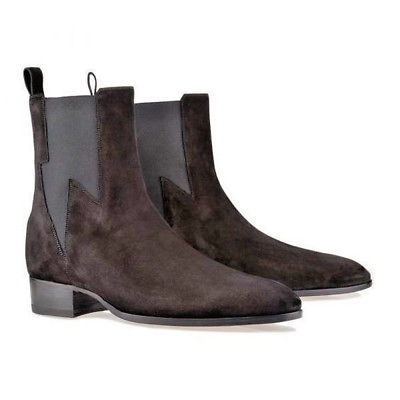 New Men's Latest Chelsea Unique Style Elastic Panel Suede Boots, Bottes en cuir