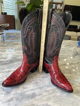 Women’s Exotic Tony Lama red and black python leather Cowgirl boots size 6 M - £146.30 GBP
