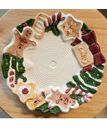 Christmas Cookie Plate By FWC Ceramic Painted  - $24.65