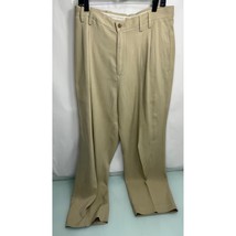 Tommy Bahama Relax Men 100% Silk Pants Herringbone Pleated Slacks Tan 36X30 - £23.71 GBP