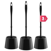 3 Pack Toilet Brush And Holder Set, Toilet Bowl Brush With Caddy Bathroom Stiff  - £19.15 GBP