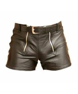 Men&#39;s Lamb Leather Basketball Shorts Real Leather Sports Shorts Black Ga... - $147.07 CAD
