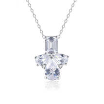 Crystal &amp; Silver-Plated Geometric Pendant Necklace - £12.78 GBP