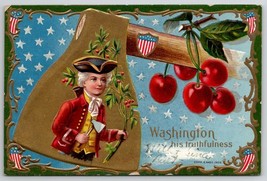Patriotic George Washington Golden Hatchet Nash Gilded Postcard I30 - £10.18 GBP