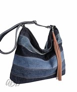 Recycled Denim Shoulder Bag: Handmade Upcycled Jeans Purse - $2,300.42 MXN