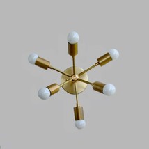 6 light Mid Century brass Sputnik chandelier light Fixture made from solid brass - £84.99 GBP