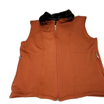Colorado Wooly Bully Wear Women&#39;s VEST M Burnt Orange Faux Fur Collar Full Zip - £15.64 GBP