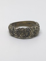Vintage Sterling Silver 925 Intricate Rose Flower Ring Size 7 - £26.28 GBP