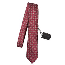 Doppelganger Roma Wool Blend Tie Jacquard Pattern Red - 3.2&quot; W - £13.69 GBP