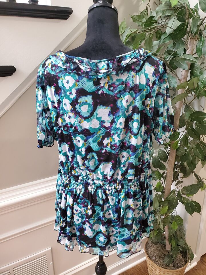 Notations Womens Multicolor 100% Polyester Scoop Neck Short Sleeve Top Blouse 2X Item image 9