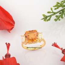 Citrine Ring, Natural Citrine Ring, Round Cut Citrine Ring, November Birthstone  - £79.25 GBP