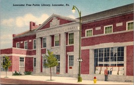 Lancaster PA Pennsylvania - Free Public Library - Linen Postcard - circa 1956 a2 - £17.76 GBP