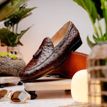 Aubiere Genuine Ostrich Quill Dress Tassel Loafers Brown image 9