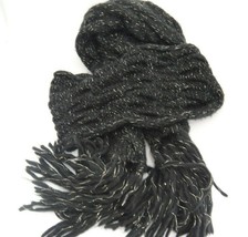 Renee&#39;s NYC Accessories Womens Winter Scarf Black with Gold Metallic Threads 90&quot; - £11.04 GBP