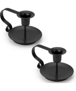 Black Metal Taper Candle Holders Set of 2, Vintage Chamberstick Candle H... - $296.54 MXN