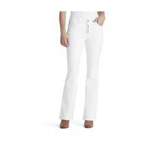 Chaps Womens 4/27 White Mid Rise Boot Cut Button Jeans New with Defect S10 - £7.82 GBP