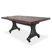 Longeron Industrial Dining Table - Adjustable - Casters - Rustic Mahogany - £3,792.29 GBP