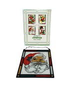 Vtg 1970s - 80s McCrory Stained Glass Santa Christmas Decor Wall Window ... - $19.00