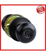 Classic Matte Black Door Knob with Key Lock - Durable Alloy Steel Design - $477.06 MXN