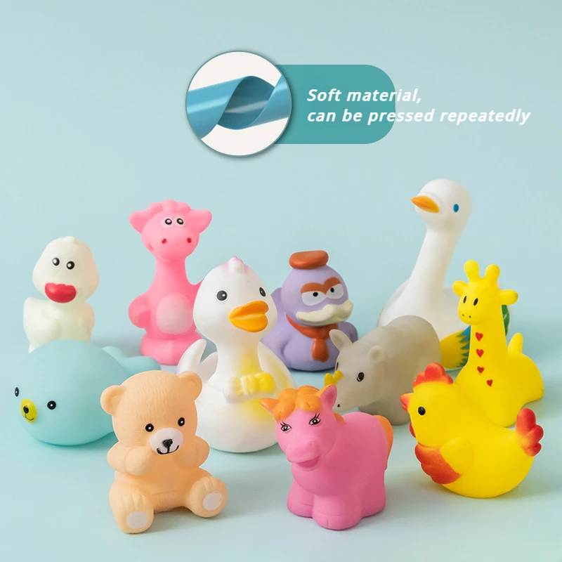 New Baby Cute Animals Bath Toy Swimming Water Toys Soft Rubber Float Squ... - $10.95+