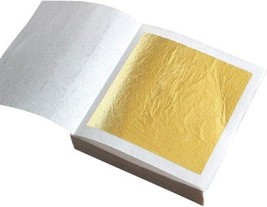 `10 X Edible gold Leaf Pure Sheet Large Sheet 24K Pure gold  1.7 by 1.7 ... - $297.70 MXN