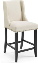 Dining Counter-Height Bar Stool In Beige By Modway, Baron, With Upholstered - £125.27 GBP