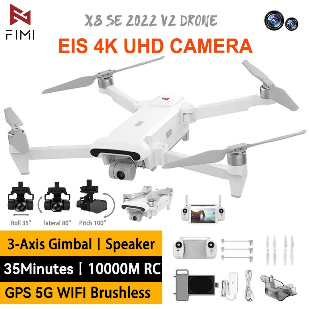 FIMI X8 SE 2022 V2 4K Professional Drone10km RC FPV 3-Axis Gimbal EIS Camera G - £453.81 GBP+