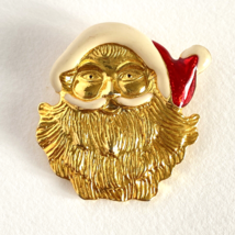 Vintage AAI Santa Claus Red Hat Gold Tone Brooch Pin Holiday Christmas - $19.95
