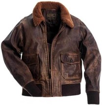 Aviator G-1 Flight Jacket Distressed Brown Real Cowhide Leather Bomber Jacket - £83.73 GBP