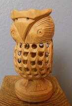 Hand Carved Wood Lattice Owl India 4.25&quot; Owl Inside - £12.55 GBP