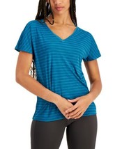 allbrand365 designer Womens Activewear Shadow-Stripe T-Shirt Medium Zen Teal - £17.12 GBP