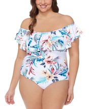 MSRP $98 Raisins Curve Trendy Plus Size Tortuga One-Piece White Size 14W - £28.24 GBP