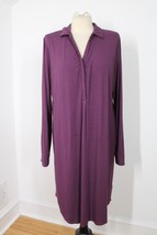 J Jill L Purple Collared Stretch Jersey Long Sleeve Midi Shirt Dress - £19.93 GBP