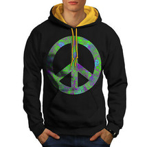 Wellcoda Hippie Peace Forever Mens Contrast Hoodie, Freedom Casual Jumper - £31.39 GBP