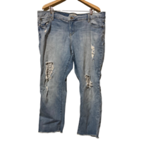 Torrid Cropped Jeans Women&#39;s 20 Plus Blue Distressed Frayed Medium Wash ... - $21.77