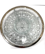 Vintage 10&quot; Partitioned Press Glass Covered Silver Metal Center Serving ... - $9.90