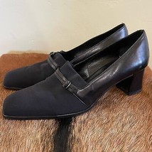 SESTO MEUCCI Black Leather Square Toe Low Heel Dress Shoes Size 10.5N Italy - $54.67