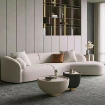 Large Sectional Curved 4 Seater Sofa White Boucle Made To Order FREE UK Delivery - £2,330.11 GBP