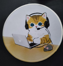Cat Mouse Pad Cute Funny Round Mouse Pad Anti-Slip Rubber Kawaii Mousepad with - £3.92 GBP