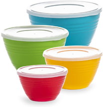 Mixing Bowls With Lids Set Prep Bowls For Kitchen Plastic Multicolor NEW - £21.93 GBP