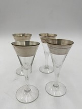 4 DOROTHY THORPE Silver Band Port Wine / Cordials Glasses 1950’s, 1 oz  ... - $18.40