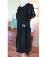 True Vtg Black Crochet Dress Rhinestone Tassel  Evening Cocktail  Formal... - £35.09 GBP